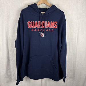 Majestic Cleveland Guardians Pullover Hoodie Navy Blue MLB Baseball Sz 2XL NWOT